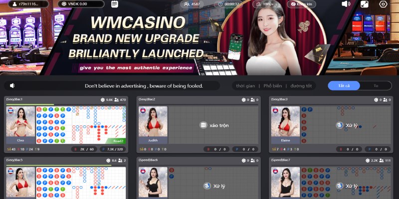 Tận hưởng thế giới casino tấp nập tại sảnh WM Kubet